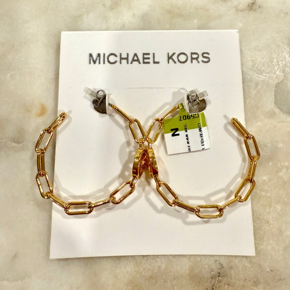 Michael Kors Gold Chain Hoop Earrings